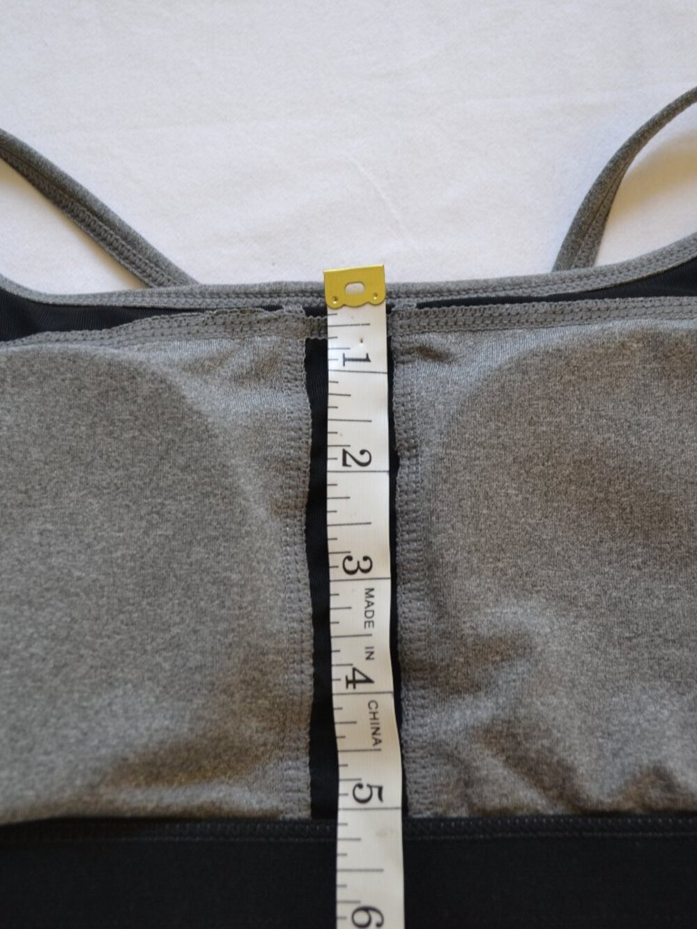 Fabletics “Norwalk” White and Grey Layered Racerback Tank with Built-In Bra - Picture 9 of 11